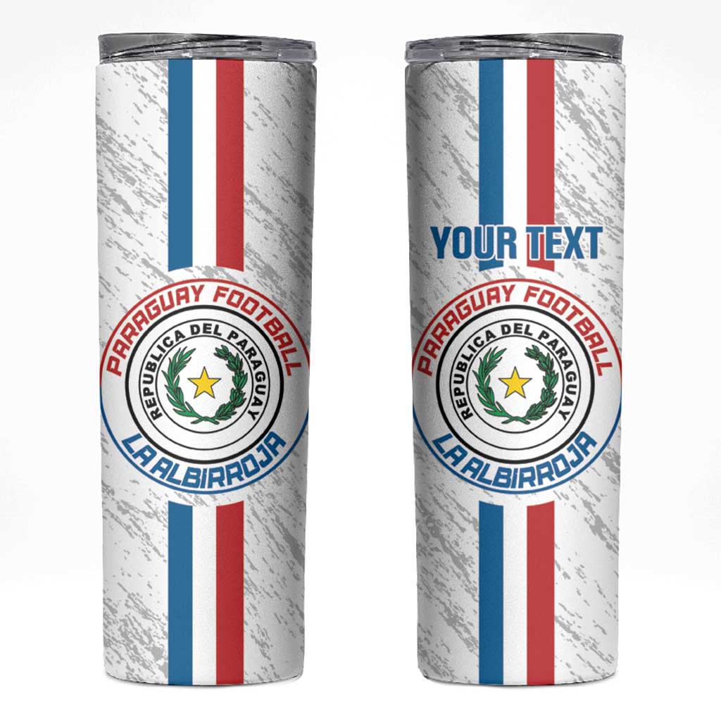 Custom Paraguay Football Skinny Tumbler Vamos Albirroja