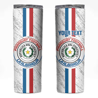 Custom Paraguay Football Skinny Tumbler Vamos Albirroja