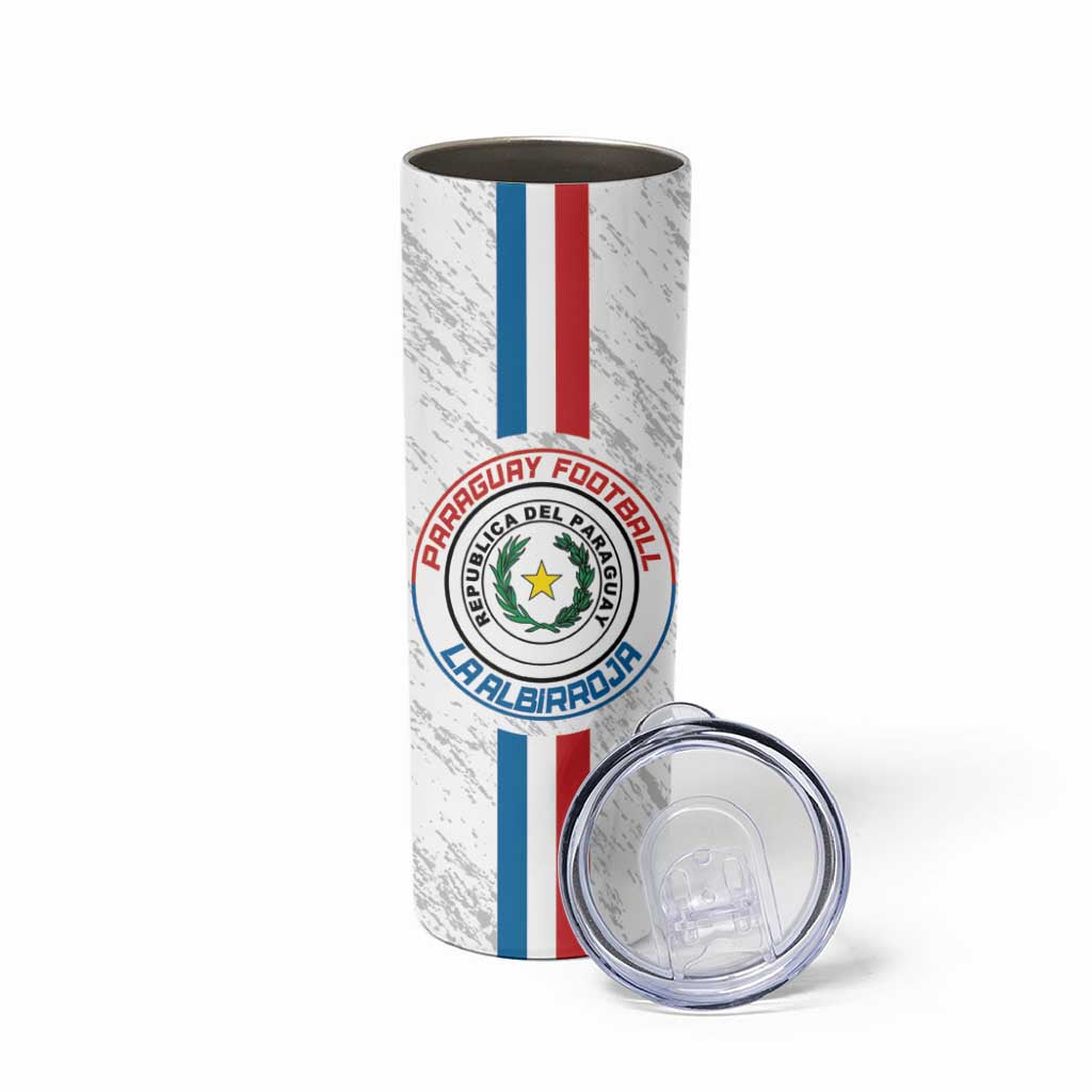 Custom Paraguay Football Skinny Tumbler Vamos Albirroja