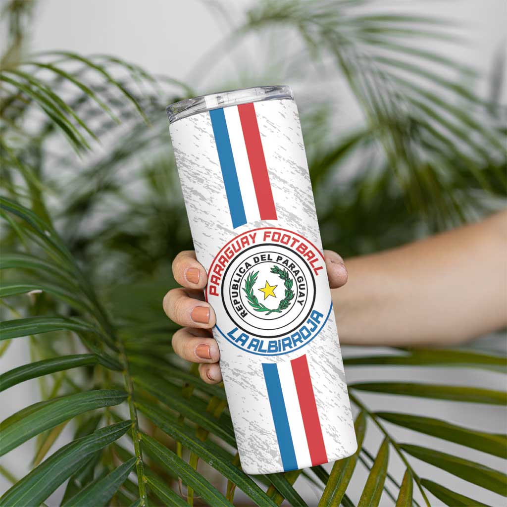 Custom Paraguay Football Skinny Tumbler Vamos Albirroja