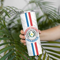 Custom Paraguay Football Skinny Tumbler Vamos Albirroja