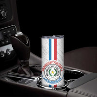 Custom Paraguay Football Skinny Tumbler Vamos Albirroja