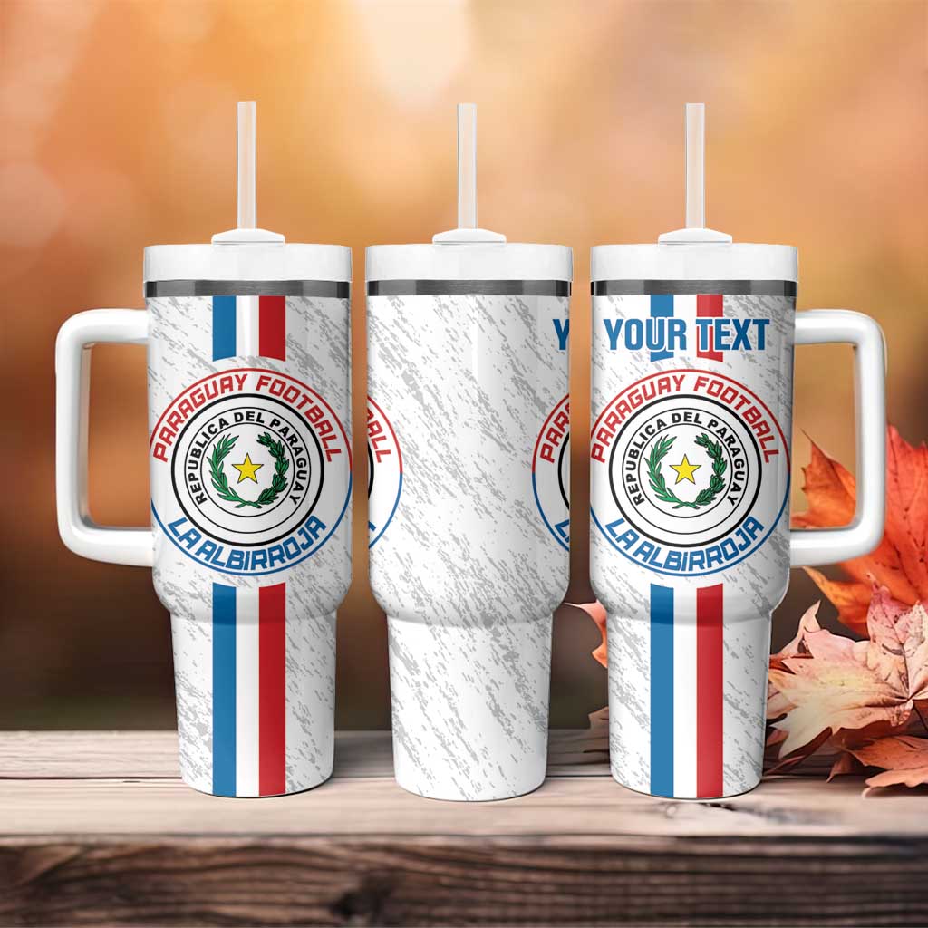 Custom Paraguay Football Tumbler With Handle Vamos Albirroja