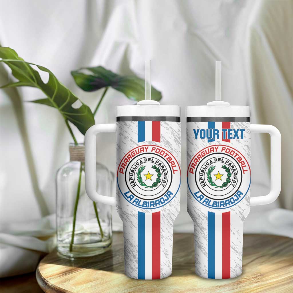 Custom Paraguay Football Tumbler With Handle Vamos Albirroja