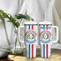 Custom Paraguay Football Tumbler With Handle Vamos Albirroja