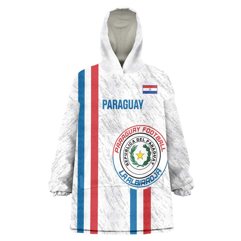 Custom Paraguay Football Wearable Blanket Hoodie Vamos Albirroja
