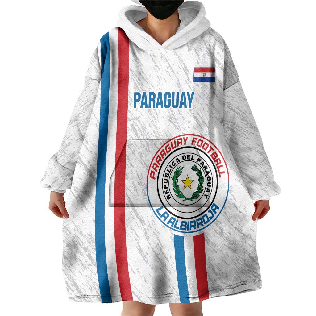 Custom Paraguay Football Wearable Blanket Hoodie Vamos Albirroja