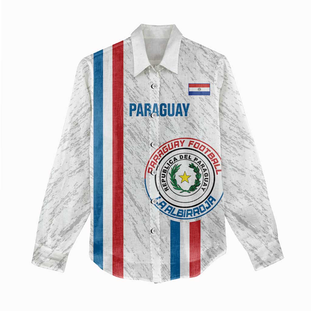 Custom Paraguay Football Women Casual Shirt Vamos Albirroja