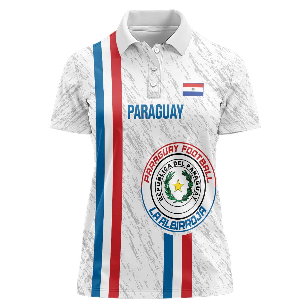 Custom Paraguay Football Women Polo Shirt Vamos Albirroja