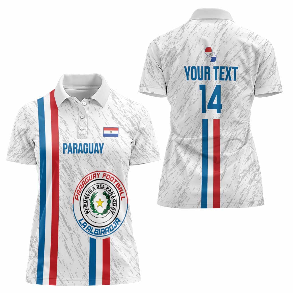 Custom Paraguay Football Women Polo Shirt Vamos Albirroja