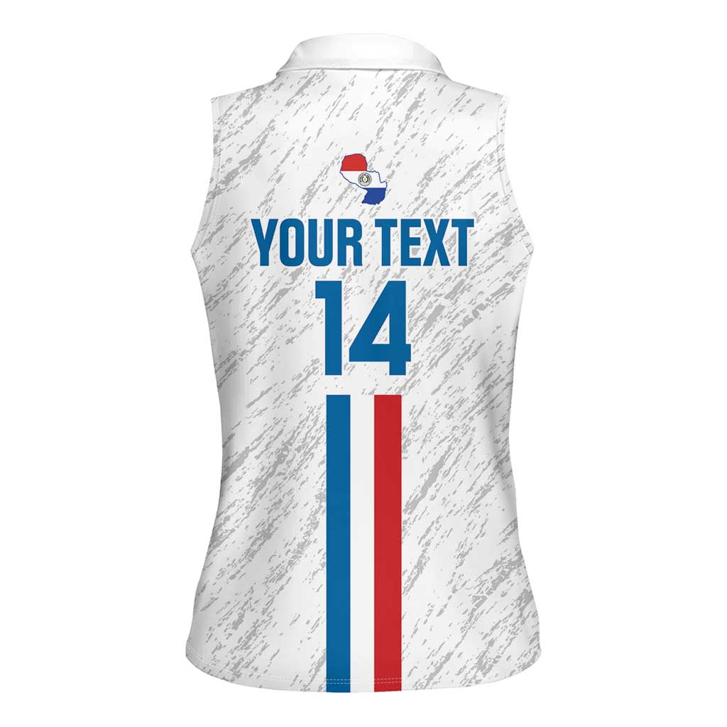 Custom Paraguay Football Women Sleeveless Polo Shirt Vamos Albirroja
