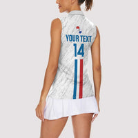Custom Paraguay Football Women Sleeveless Polo Shirt Vamos Albirroja