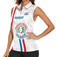 Custom Paraguay Football Women Sleeveless Polo Shirt Vamos Albirroja