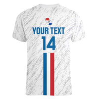 Custom Paraguay Football Women V-Neck T-Shirt Vamos Albirroja