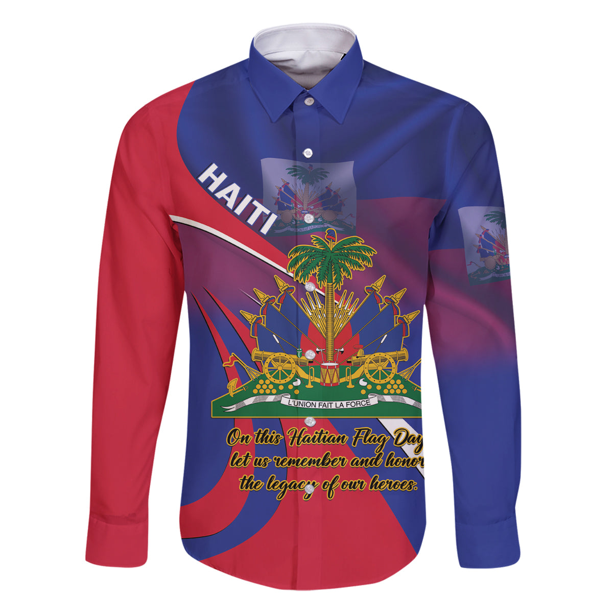 Personalised Haiti Flag Day Family Matching Off The Shoulder Long Sleeve Dress and Hawaiian Shirt Lest Us Remember Our Heroes - Wonder Print Shop