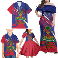 Personalised Haiti Flag Day Family Matching Off Shoulder Maxi Dress and Hawaiian Shirt Lest Us Remember Our Heroes - Wonder Print Shop