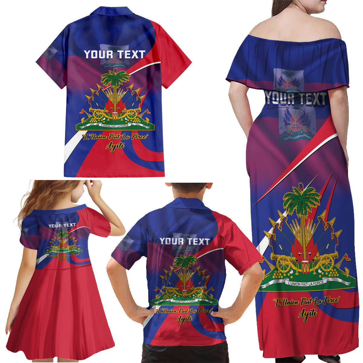 Personalised Haiti Flag Day Family Matching Off Shoulder Maxi Dress and Hawaiian Shirt Lest Us Remember Our Heroes - Wonder Print Shop