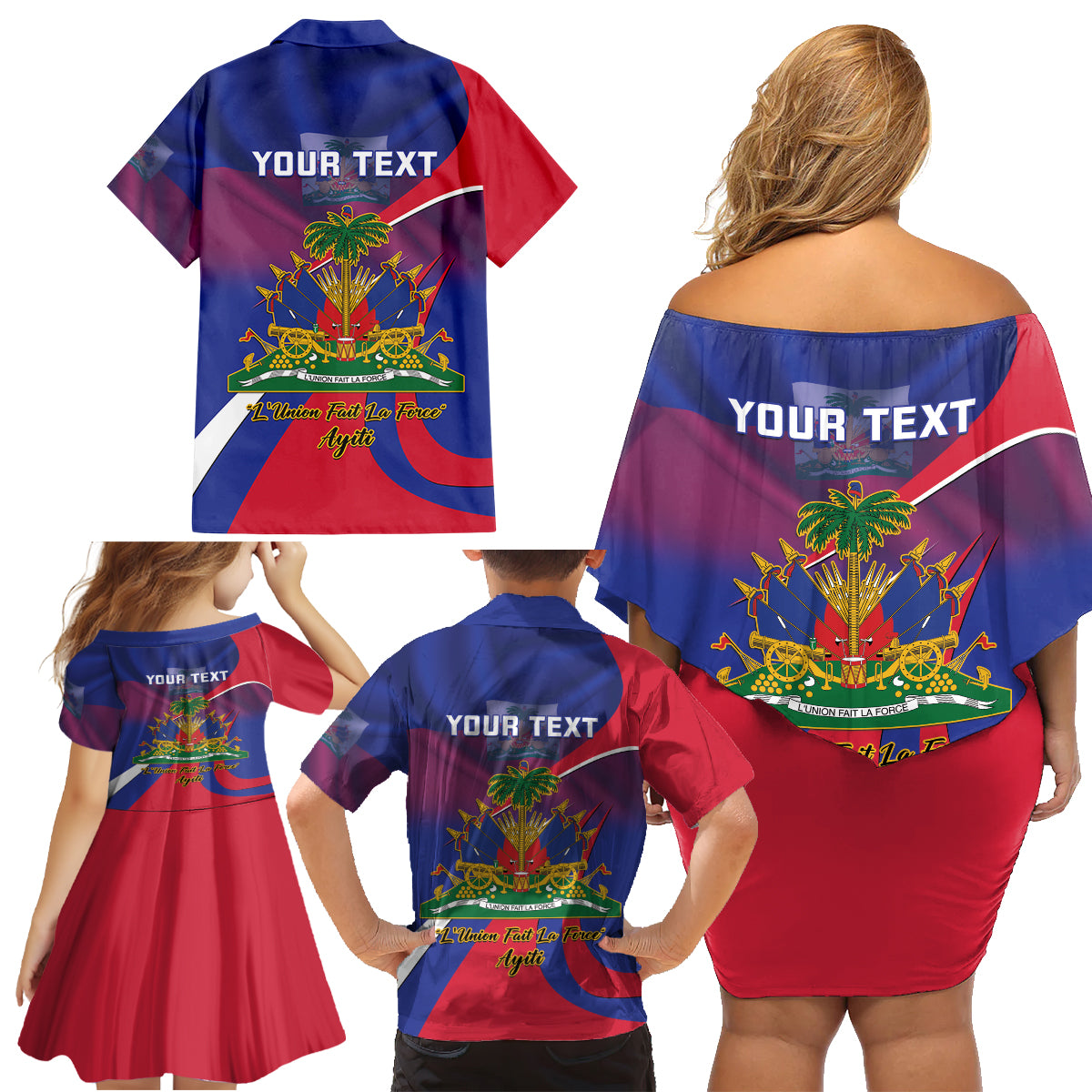 Personalised Haiti Flag Day Family Matching Off Shoulder Short Dress and Hawaiian Shirt Lest Us Remember Our Heroes - Wonder Print Shop