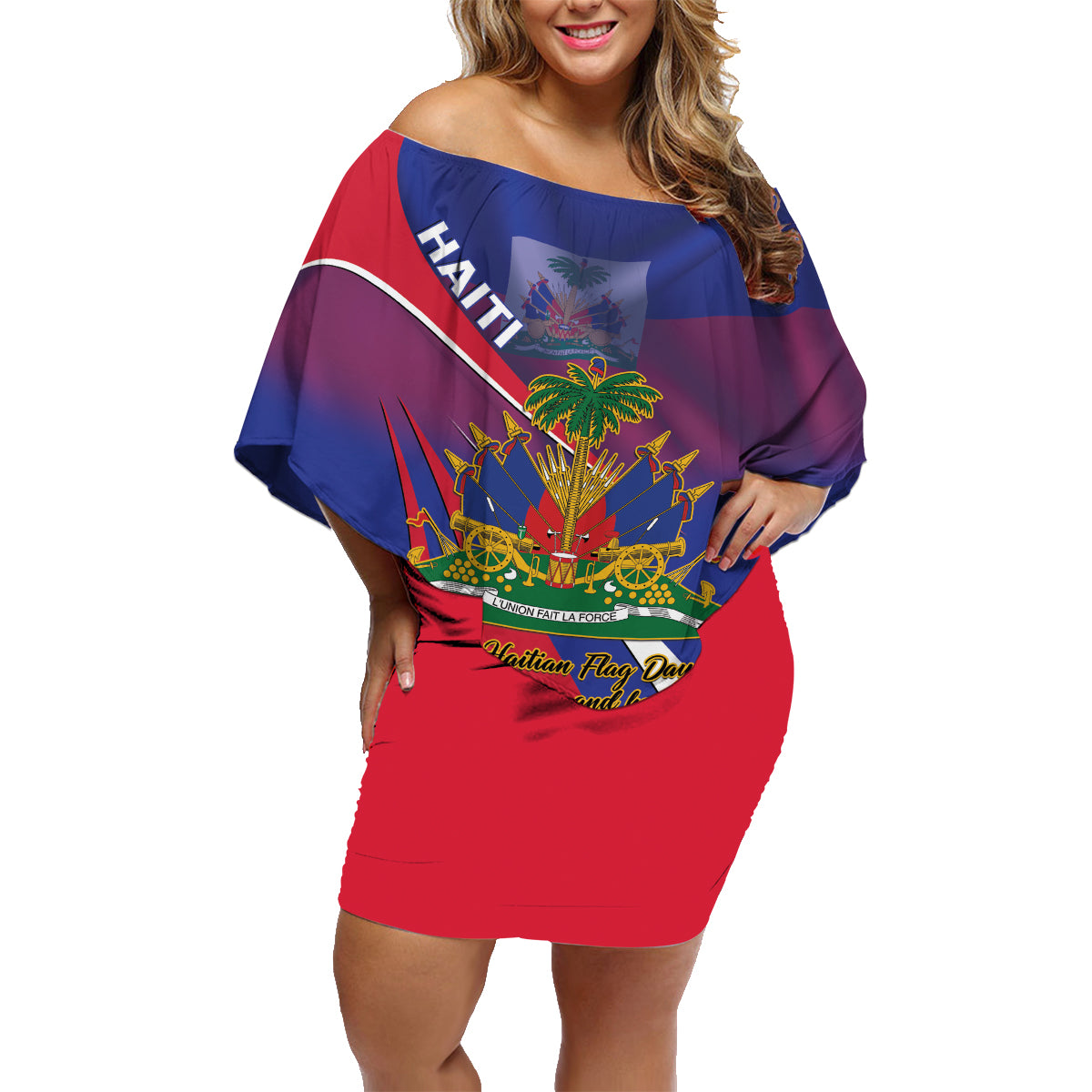 Personalised Haiti Flag Day Family Matching Off Shoulder Short Dress and Hawaiian Shirt Lest Us Remember Our Heroes - Wonder Print Shop