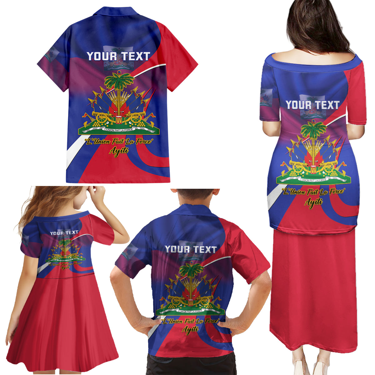 Personalised Haiti Flag Day Family Matching Puletasi and Hawaiian Shirt Lest Us Remember Our Heroes - Wonder Print Shop