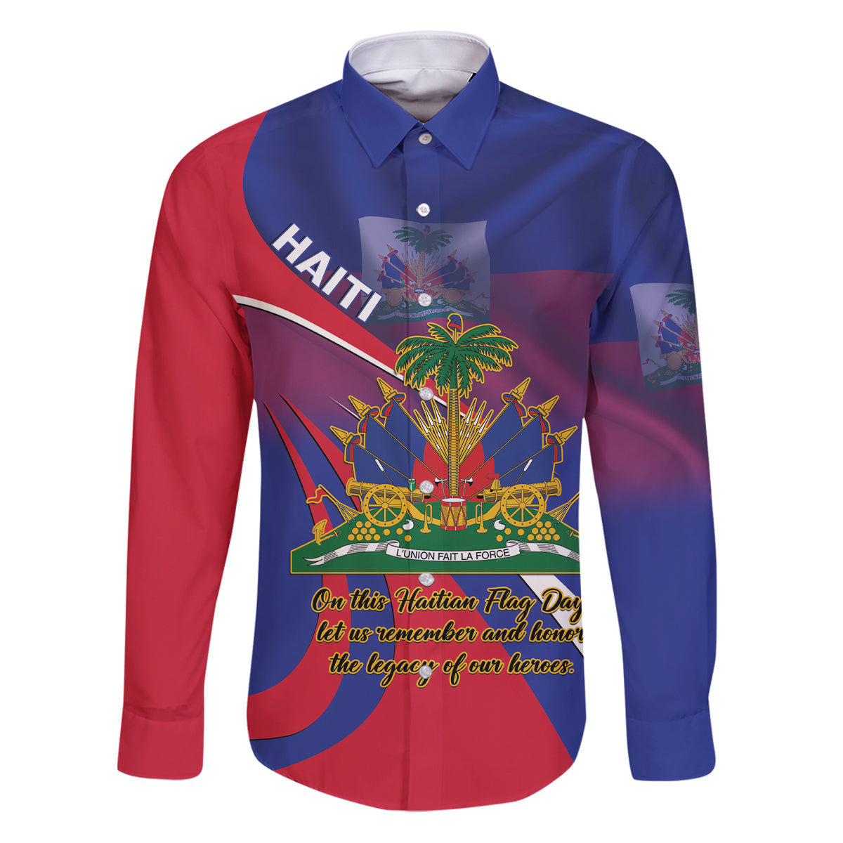 Personalised Haiti Flag Day Family Matching Puletasi and Hawaiian Shirt Lest Us Remember Our Heroes - Wonder Print Shop