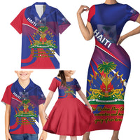 Personalised Haiti Flag Day Family Matching Short Sleeve Bodycon Dress and Hawaiian Shirt Lest Us Remember Our Heroes - Wonder Print Shop