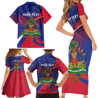 Personalised Haiti Flag Day Family Matching Short Sleeve Bodycon Dress and Hawaiian Shirt Lest Us Remember Our Heroes - Wonder Print Shop