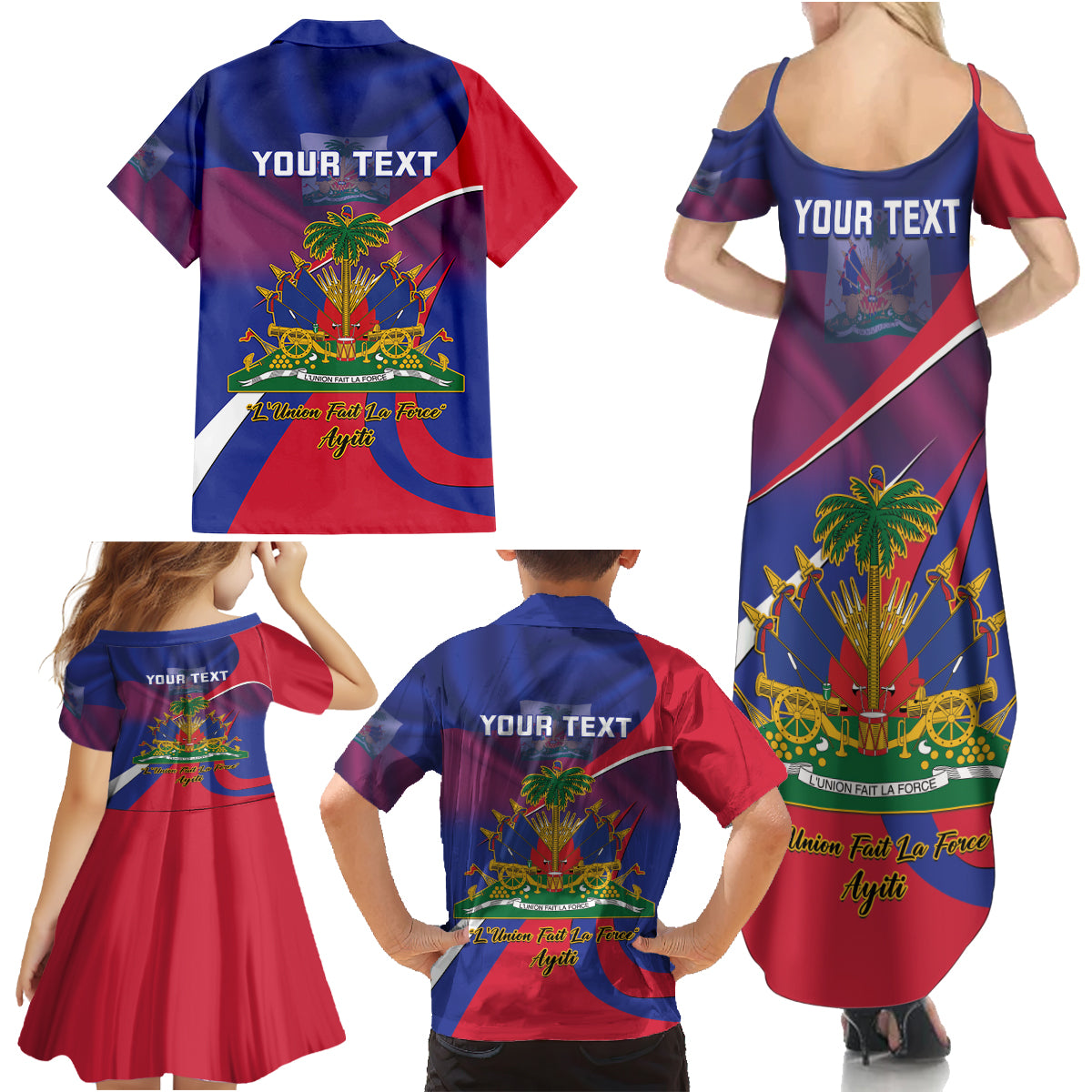 Personalised Haiti Flag Day Family Matching Summer Maxi Dress and Hawaiian Shirt Lest Us Remember Our Heroes - Wonder Print Shop