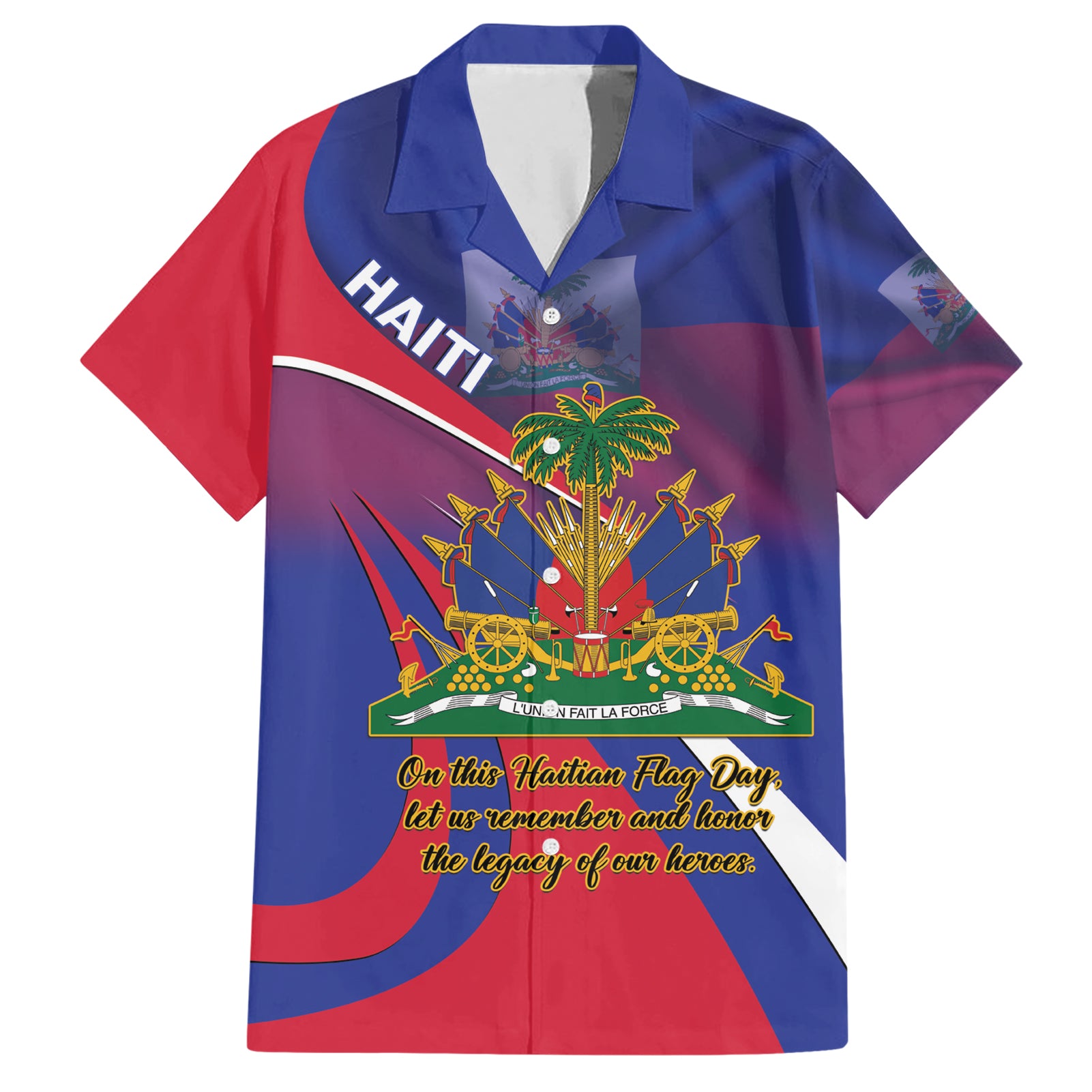 Personalised Haiti Flag Day Hawaiian Shirt Lest Us Remember Our Heroes - Wonder Print Shop