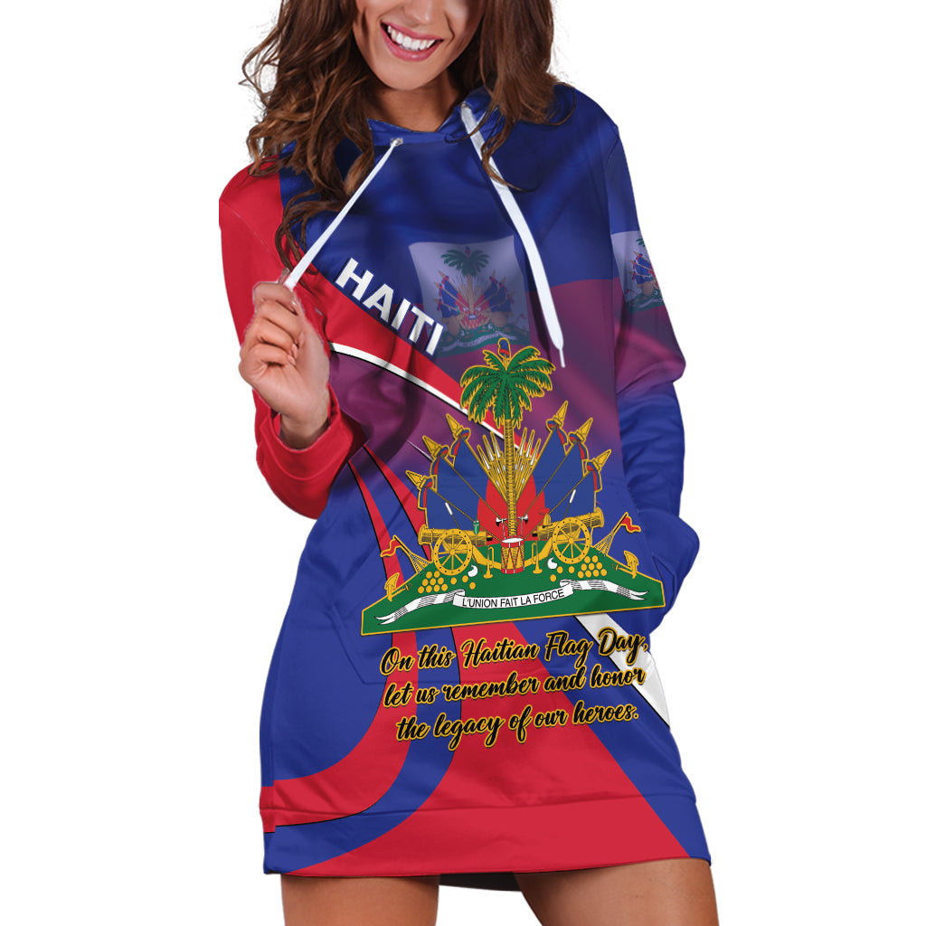 Personalised Haiti Flag Day Hoodie Dress Lest Us Remember Our Heroes