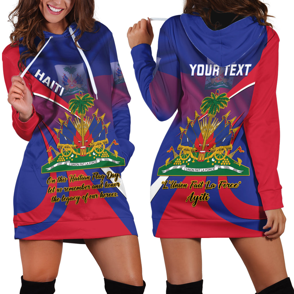 Personalised Haiti Flag Day Hoodie Dress Lest Us Remember Our Heroes - Wonder Print Shop