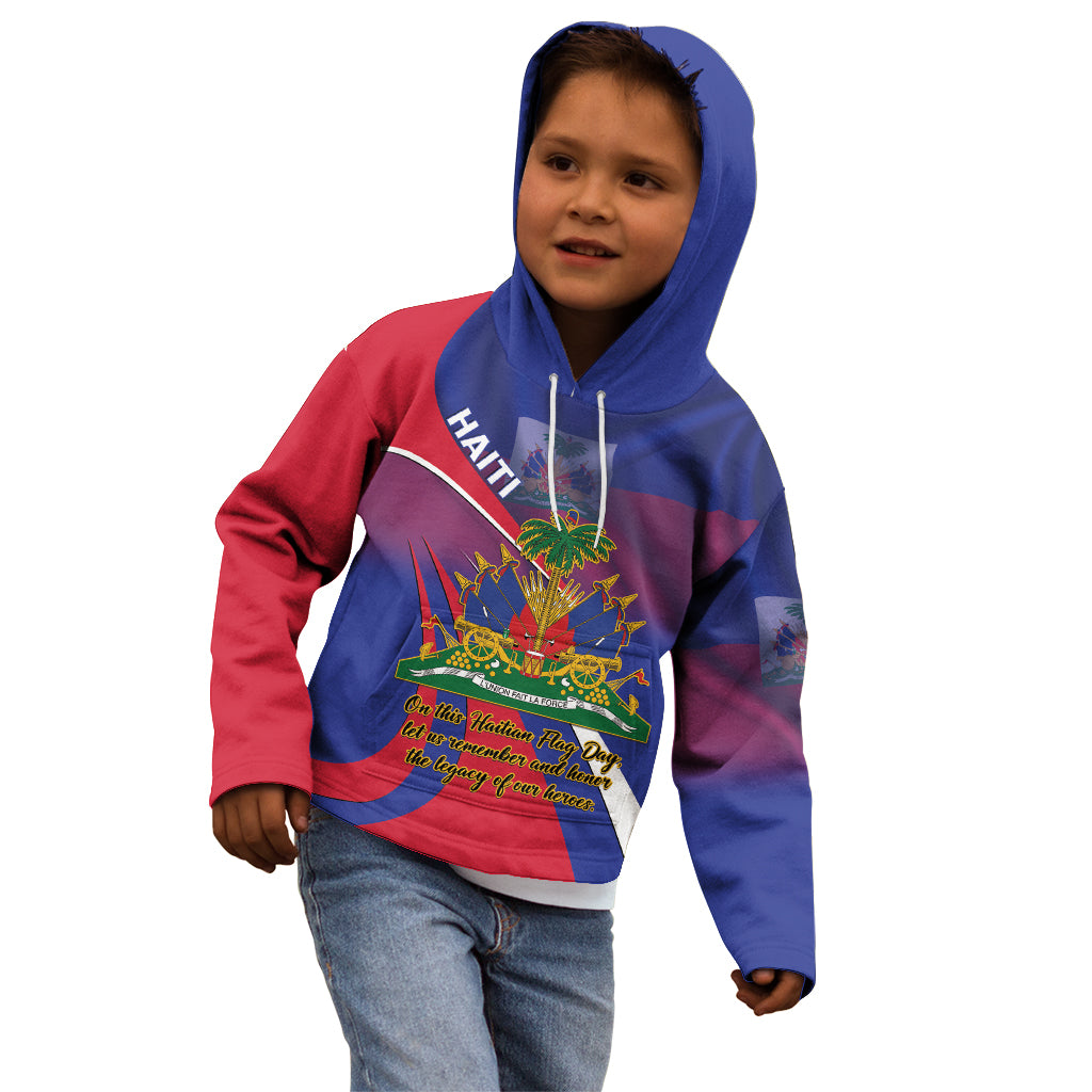 Personalised Haiti Flag Day Kid Hoodie Lest Us Remember Our Heroes - Wonder Print Shop