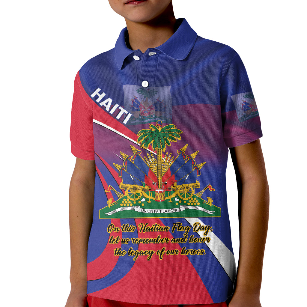 Personalised Haiti Flag Day Kid Polo Shirt Lest Us Remember Our Heroes - Wonder Print Shop