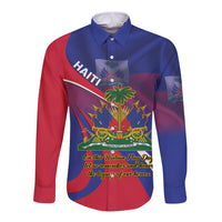 Personalised Haiti Flag Day Long Sleeve Button Shirt Lest Us Remember Our Heroes - Wonder Print Shop
