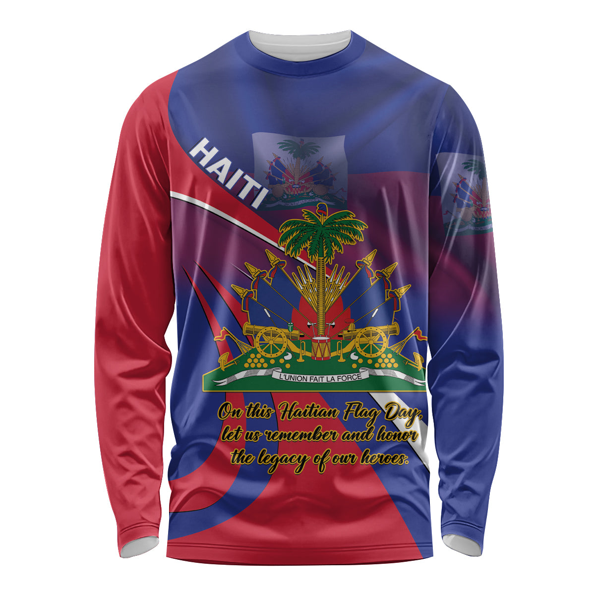Personalised Haiti Flag Day Long Sleeve Shirt Lest Us Remember Our Heroes - Wonder Print Shop