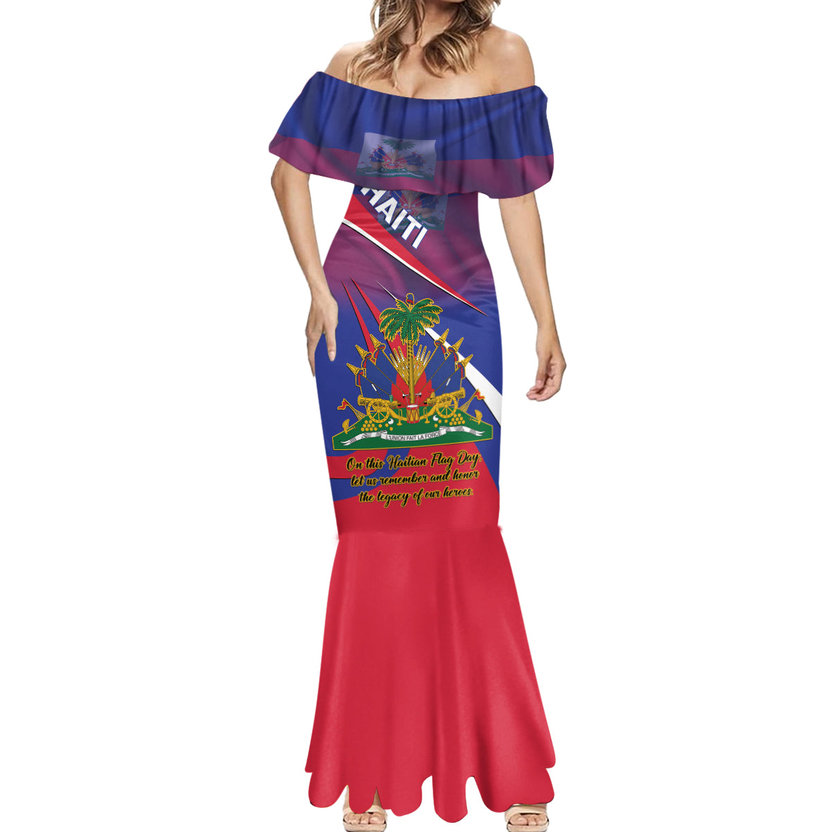 Personalised Haiti Flag Day Mermaid Dress Lest Us Remember Our Heroes - Wonder Print Shop