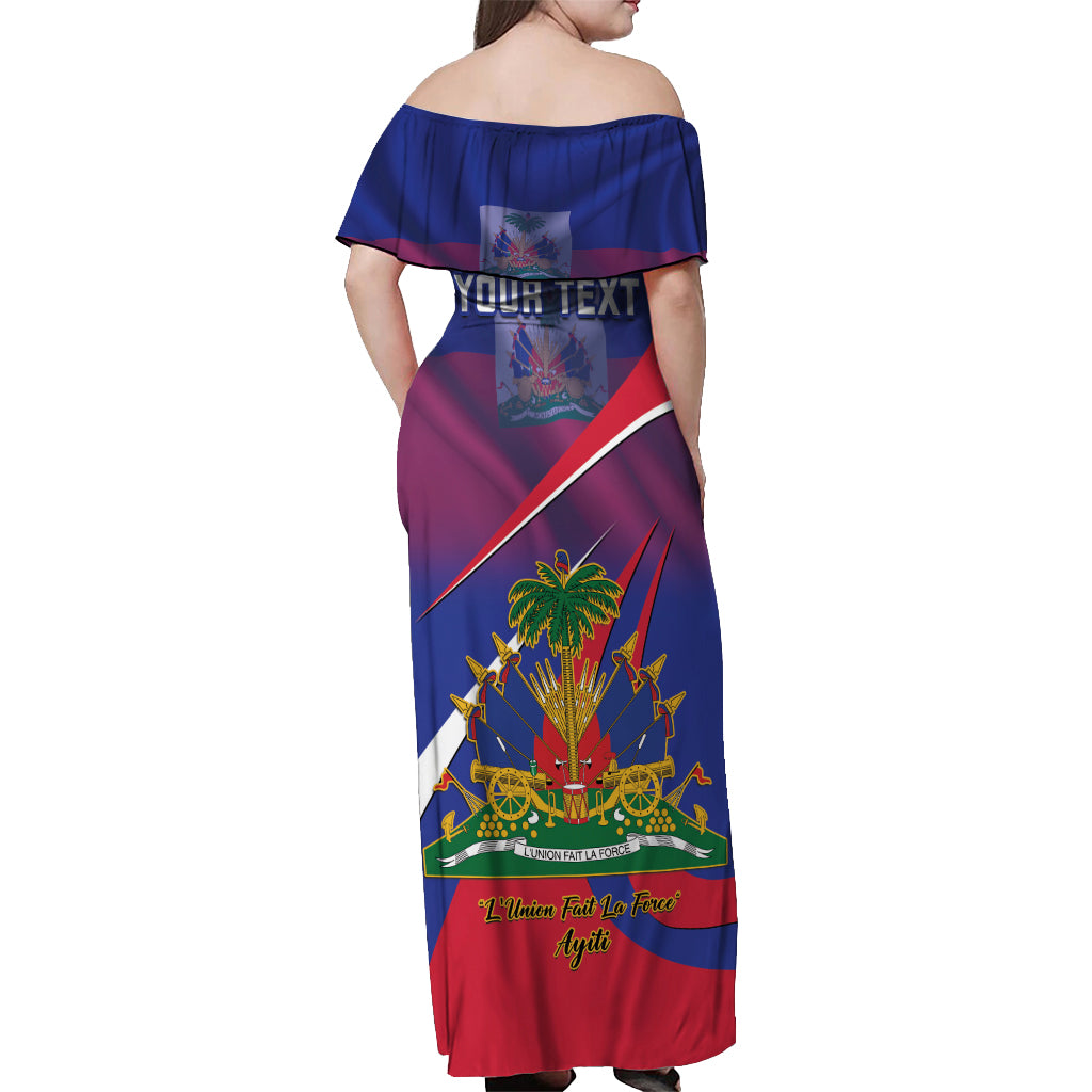 Personalised Haiti Flag Day Off Shoulder Maxi Dress Lest Us Remember Our Heroes - Wonder Print Shop