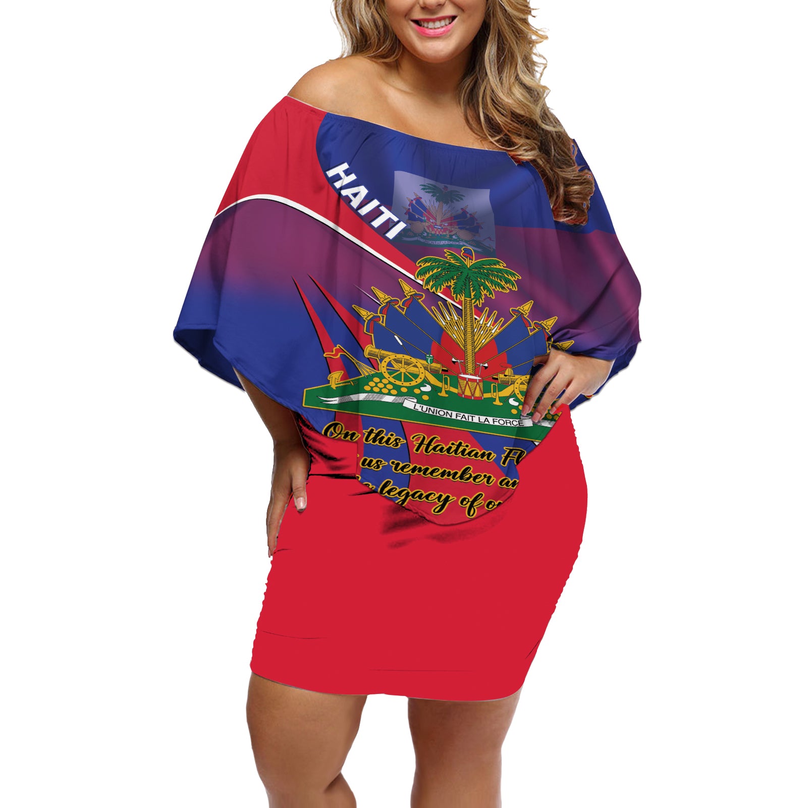 Personalised Haiti Flag Day Off Shoulder Short Dress Lest Us Remember Our Heroes