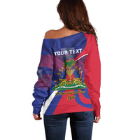 Personalised Haiti Flag Day Off Shoulder Sweater Lest Us Remember Our Heroes - Wonder Print Shop