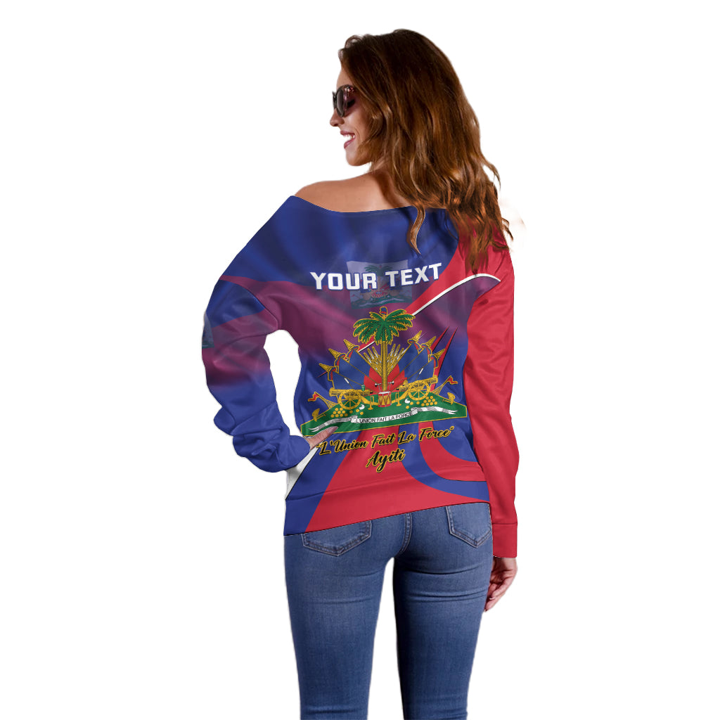 Personalised Haiti Flag Day Off Shoulder Sweater Lest Us Remember Our Heroes - Wonder Print Shop