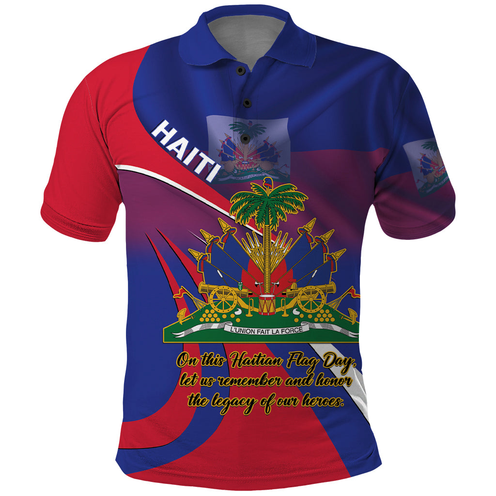 Personalised Haiti Flag Day Polo Shirt Lest Us Remember Our Heroes