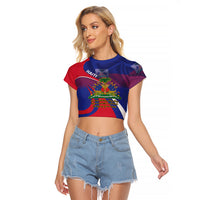Personalised Haiti Flag Day Raglan Cropped T Shirt Lest Us Remember Our Heroes - Wonder Print Shop