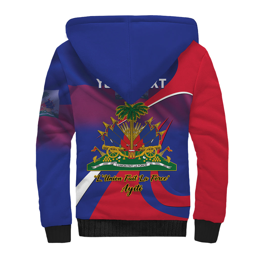 Personalised Haiti Flag Day Sherpa Hoodie Lest Us Remember Our Heroes - Wonder Print Shop