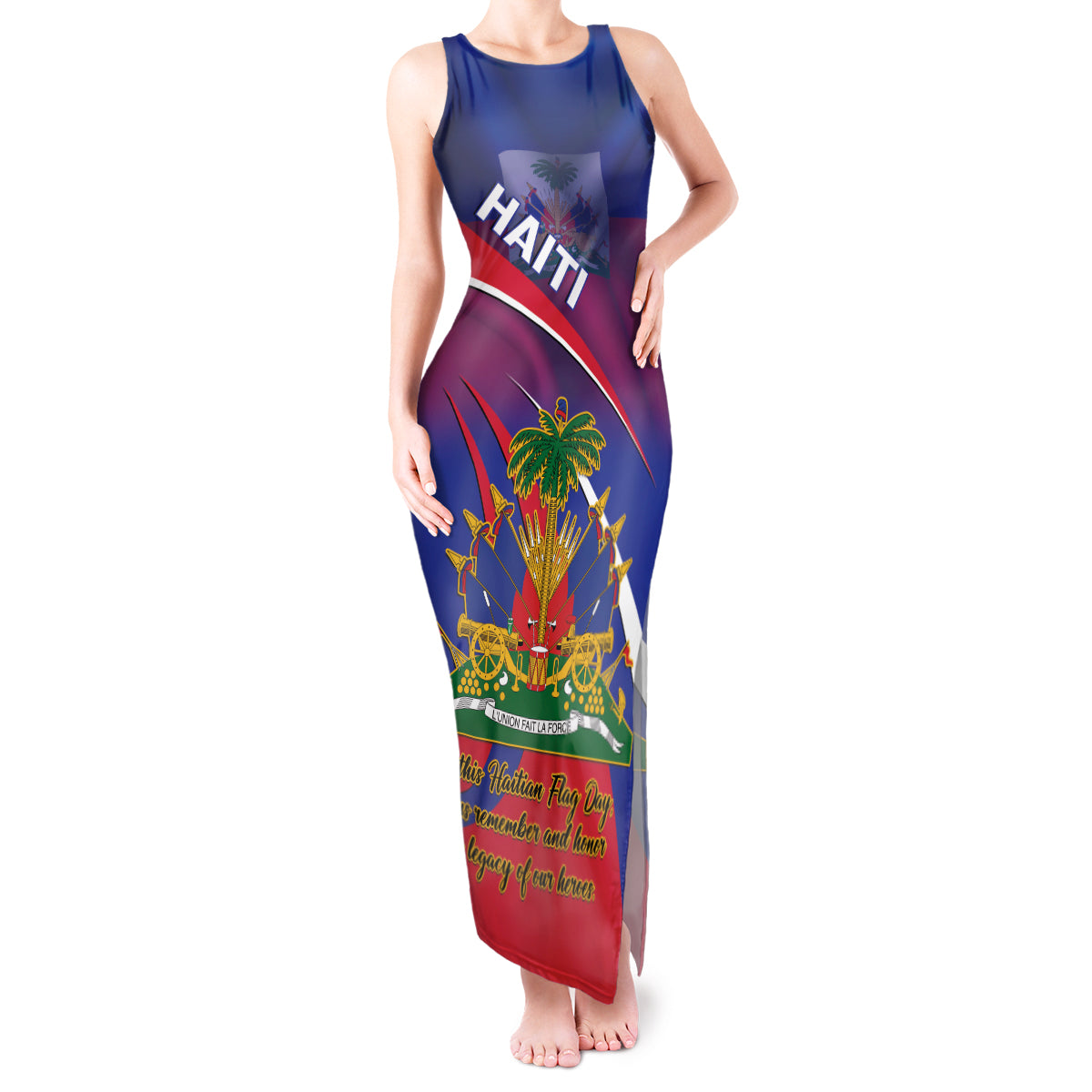 Personalised Haiti Flag Day Tank Maxi Dress Lest Us Remember Our Heroes - Wonder Print Shop