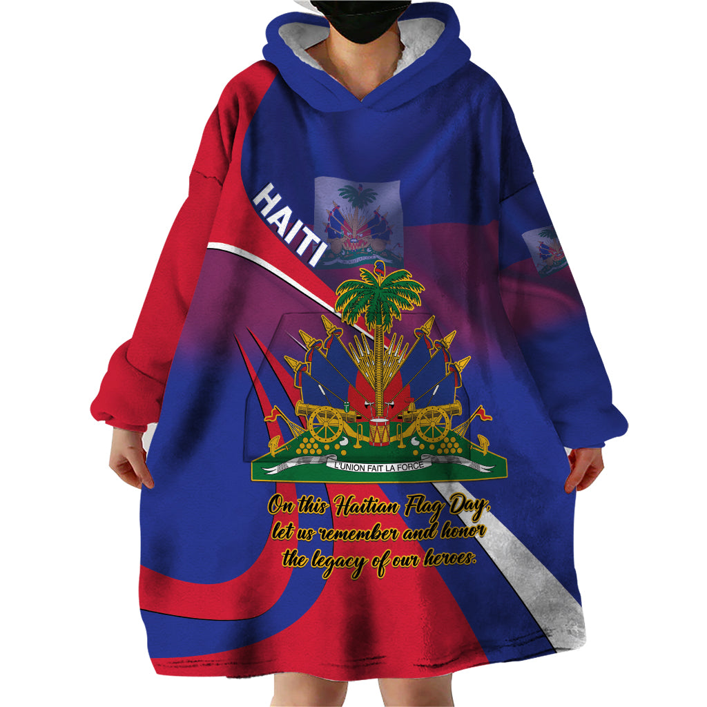 Personalised Haiti Flag Day Wearable Blanket Hoodie Lest Us Remember Our Heroes - Wonder Print Shop