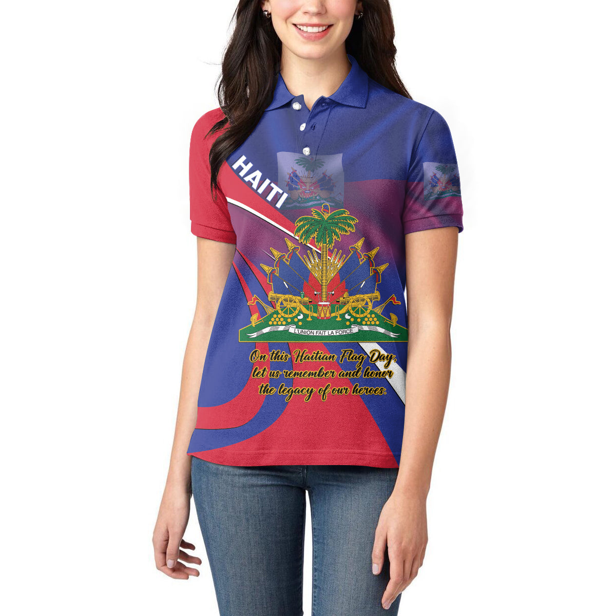 Personalised Haiti Flag Day Women Polo Shirt Lest Us Remember Our Heroes - Wonder Print Shop