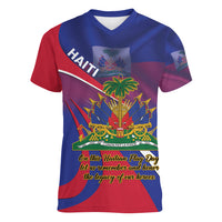 Personalised Haiti Flag Day Women V-Neck T-Shirt Lest Us Remember Our Heroes - Wonder Print Shop