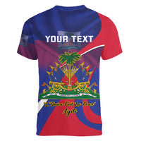 Personalised Haiti Flag Day Women V-Neck T-Shirt Lest Us Remember Our Heroes - Wonder Print Shop