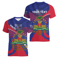 Personalised Haiti Flag Day Women V-Neck T-Shirt Lest Us Remember Our Heroes - Wonder Print Shop