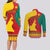 Personalised Cameroon National Day Couples Matching Long Sleeve Bodycon Dress and Long Sleeve Button Shirt Cameroun Coat Of Arms With Atoghu Pattern - Wonder Print Shop